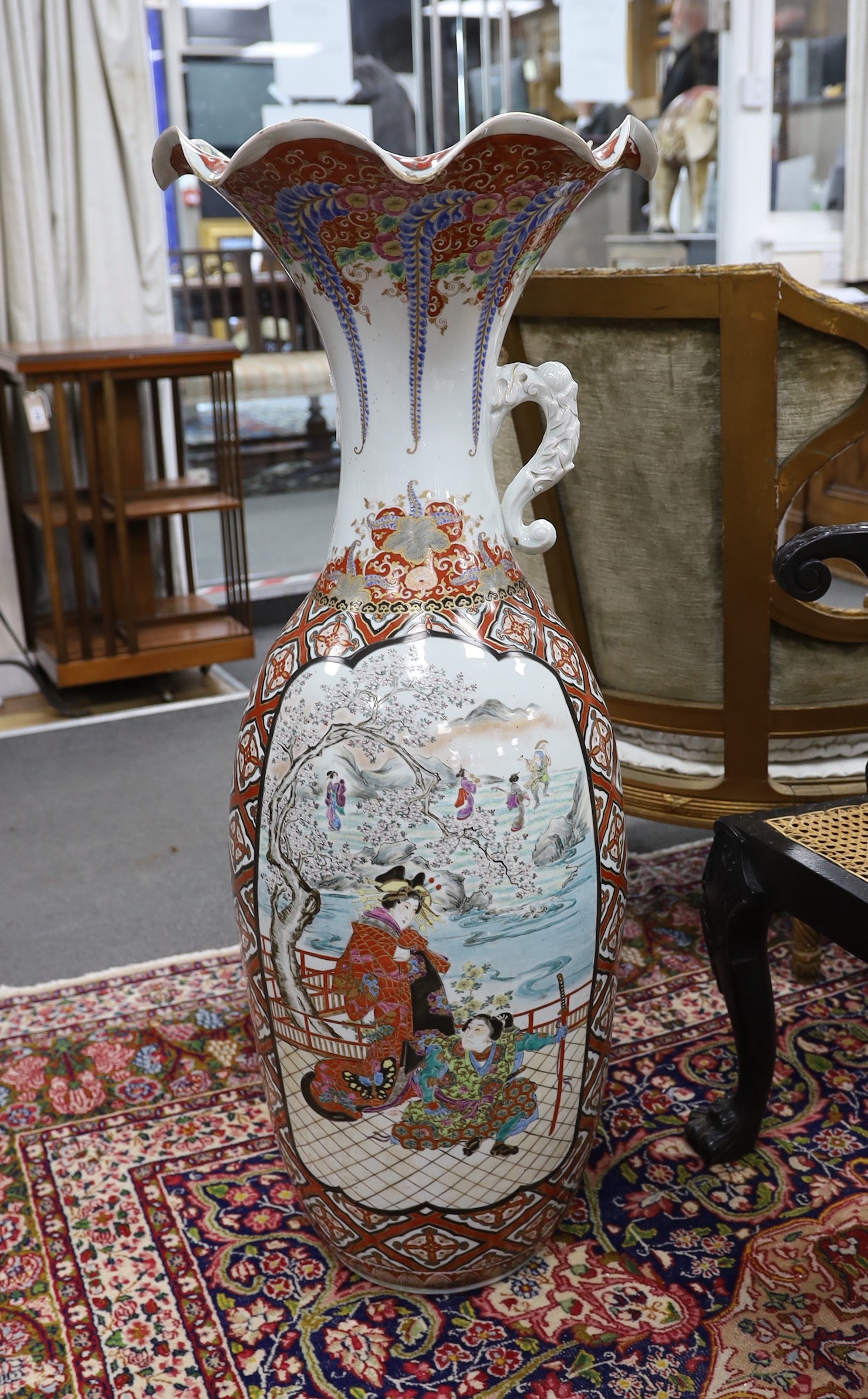 A large Japanese porcelain floor vase, 106cm